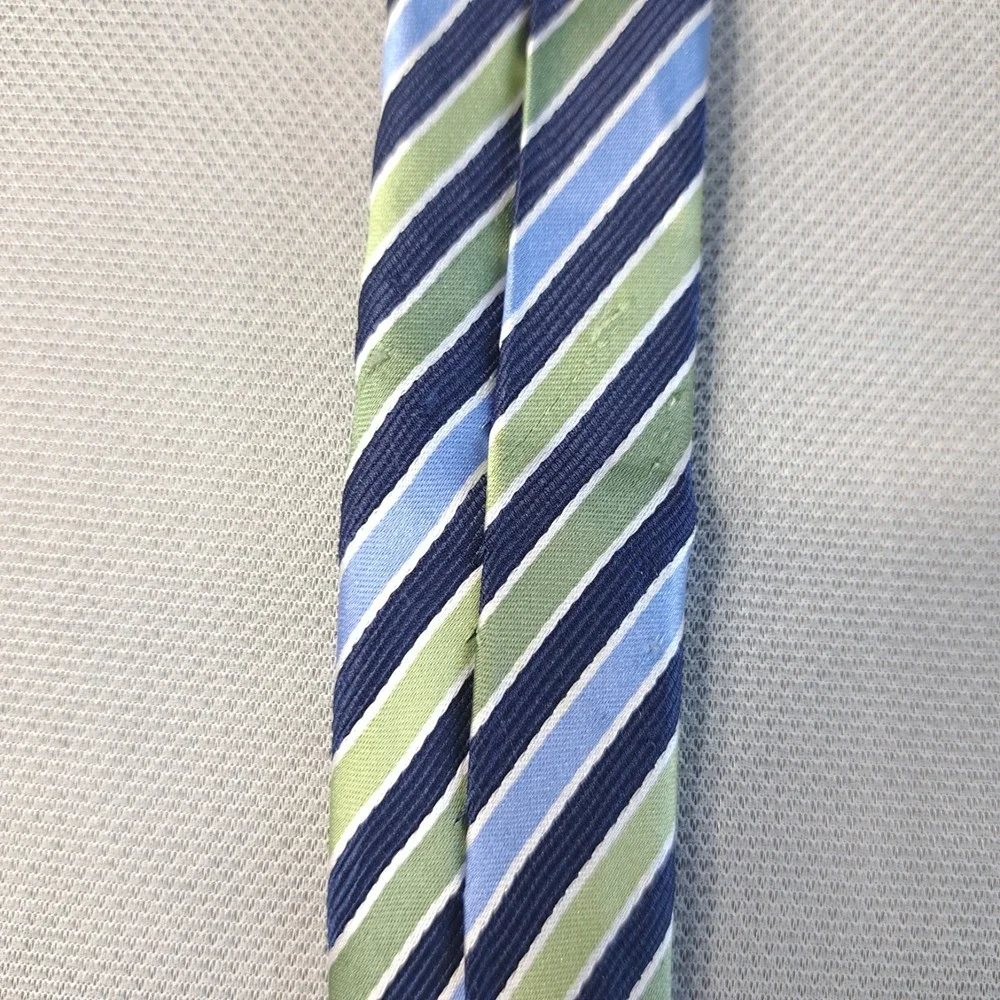 Geoffrey Beene Extra Long Men's Tie Blue/Green‎ Stripes 100% Silk Made In China